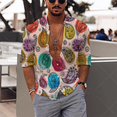 Printed Shirt Loose Fitting Large Size Men