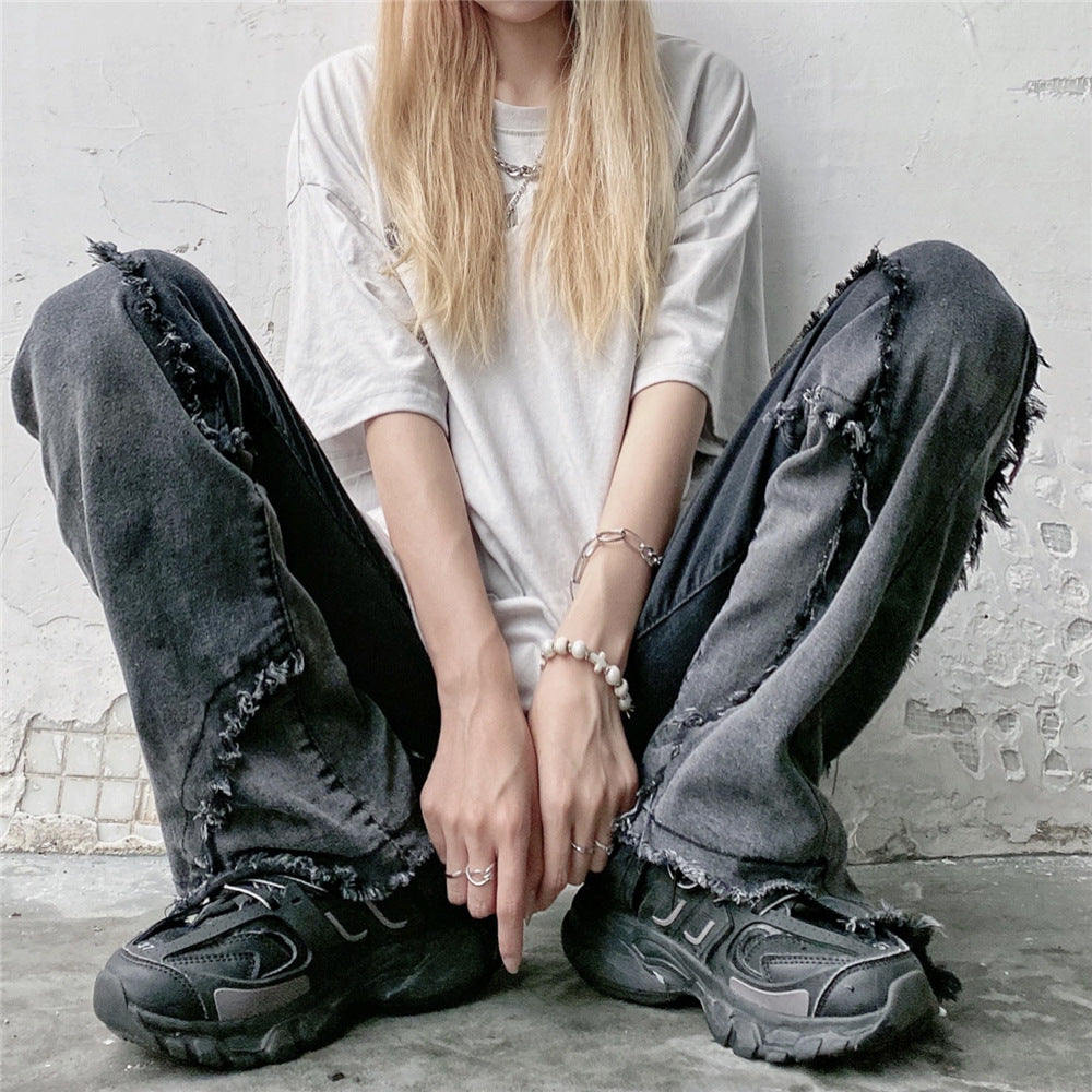 Street Retro Hip Hop Denim Pants Girl