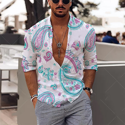 Printed Shirt Loose Fitting Large Size Men
