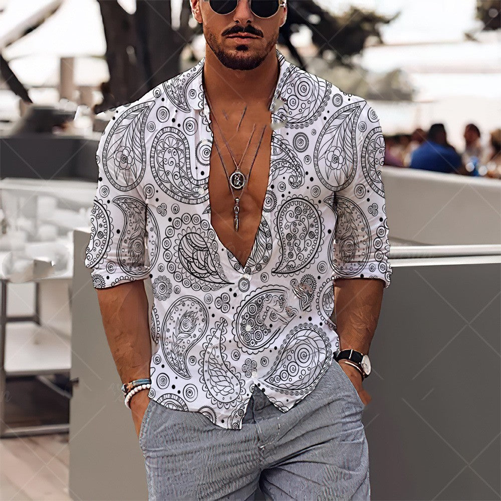 Printed Shirt Loose Fitting Large Size Men