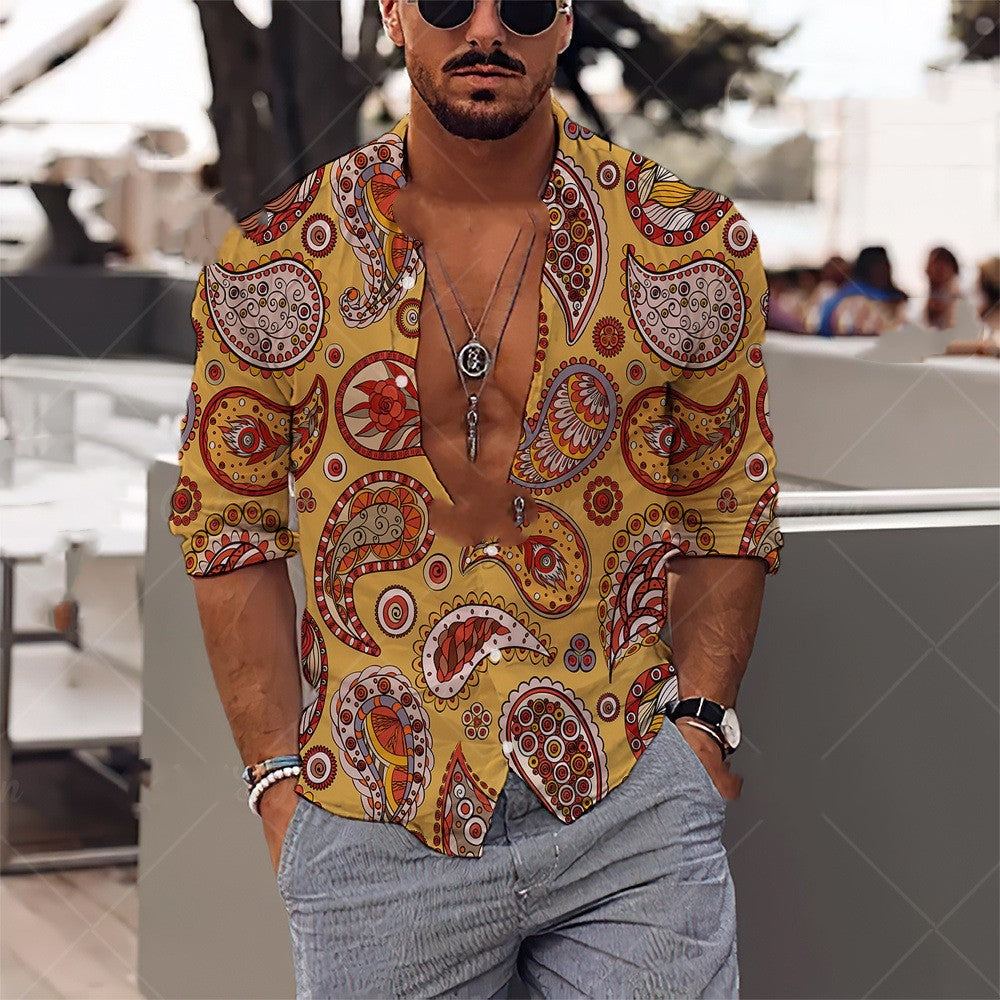 Printed Shirt Loose Fitting Large Size Men